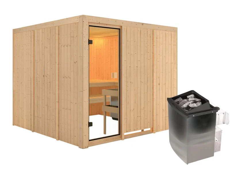 Karibu Sauna Arvika 68 mm inkl. 9 kW Ofen integr. Strg - Image 2
