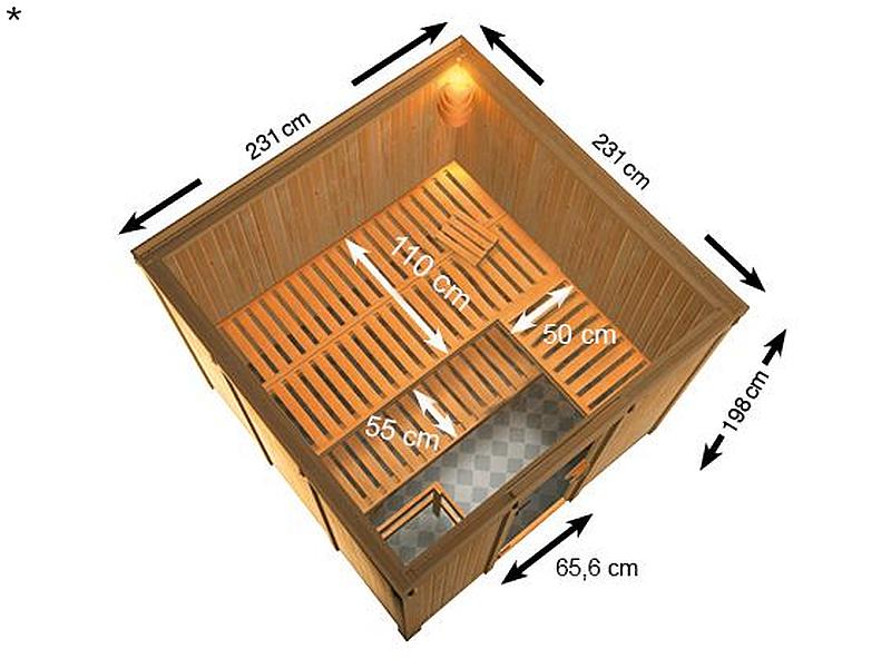 Karibu Sauna Arvika 68 mm inkl. 9 kW Ofen integr. Strg - Image 3