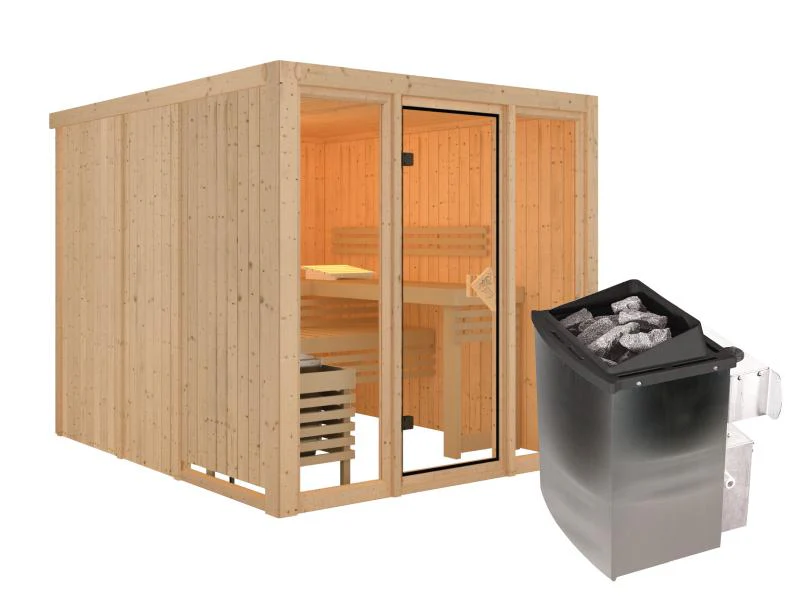Karibu Sauna Askja 68 mm -9 kW Ofen integr. Strg - Image 2
