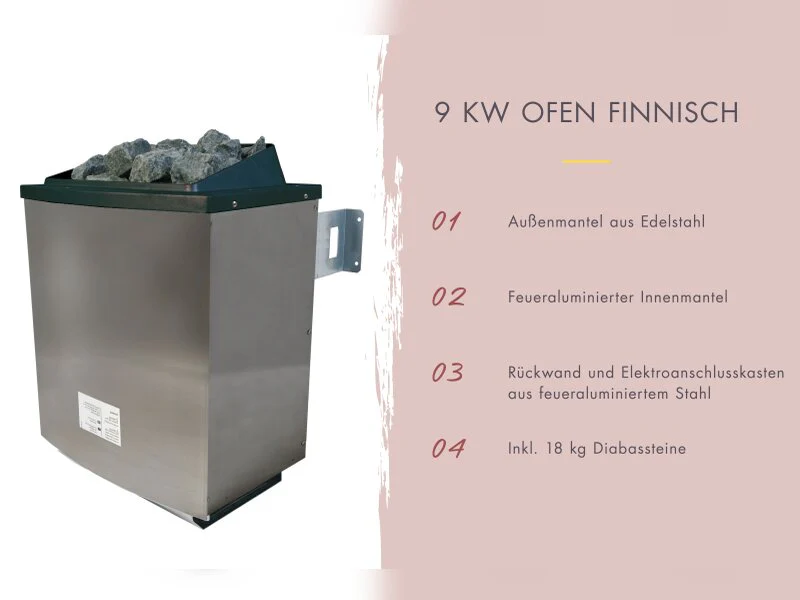 Karibu Sauna Askja 68 mm, inkl. 9 kW Ofen ext. Seuerung Wifi HUUM - mit Dachkranz - - Image 3