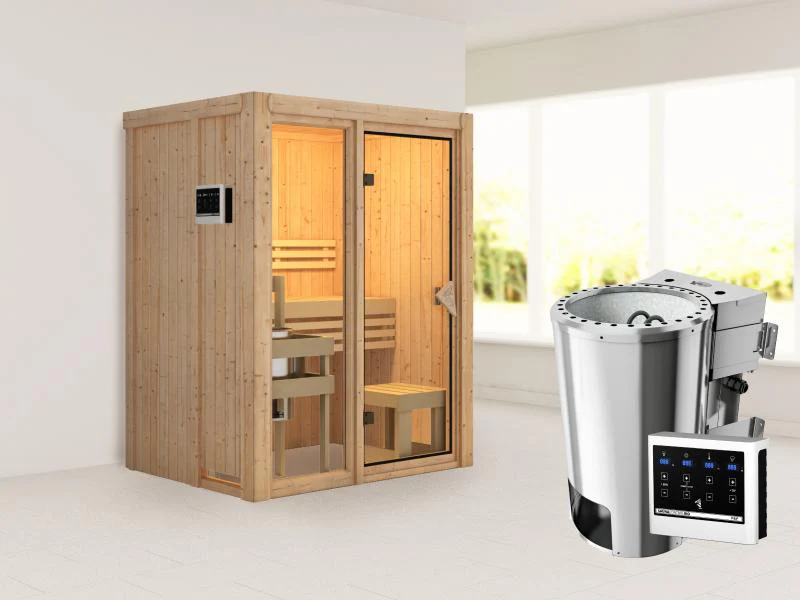 Karibu Sauna Avari 1 inkl. 3,6 kW Bioofen externe Steuerung - ohne Dachkranz - Image 2