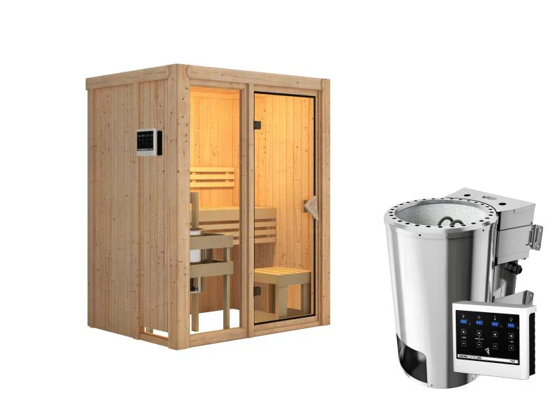 Karibu Sauna Avari 1 inkl. 3,6 kW Bioofen externe Steuerung - ohne Dachkranz - Image 3