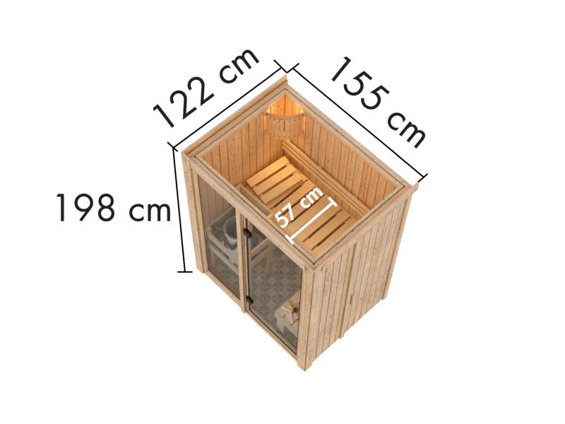 Karibu Sauna Avari 1 inkl. 3,6 kW Bioofen externe Steuerung - ohne Dachkranz - Image 4