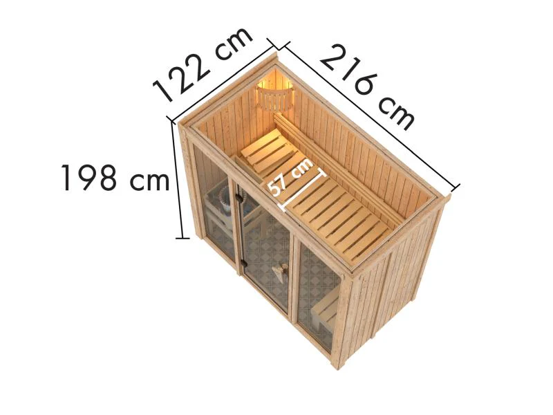 Karibu Sauna Avari 2 - ohne Ofen - ohne Dachkranz - Image 4