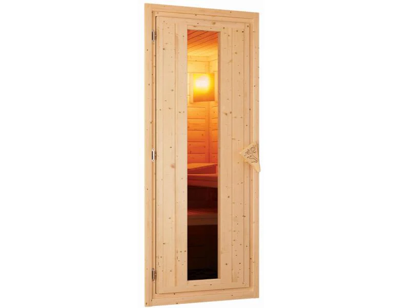 Karibu Sauna Bodin inkl. 9 kW Bioofen externer Steuerung, mit energiesparender Saunatür - ohne Dachk - Image 8