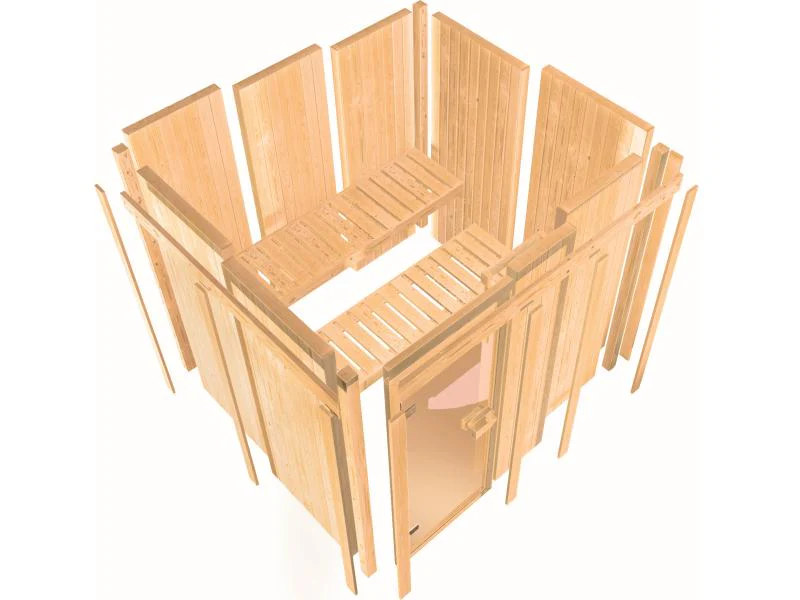 Karibu Sauna Bodin inkl. 9 kW Ofen ext. Steuerung,mit moderner Saunatür -ohne Dachkranz- - Image 9