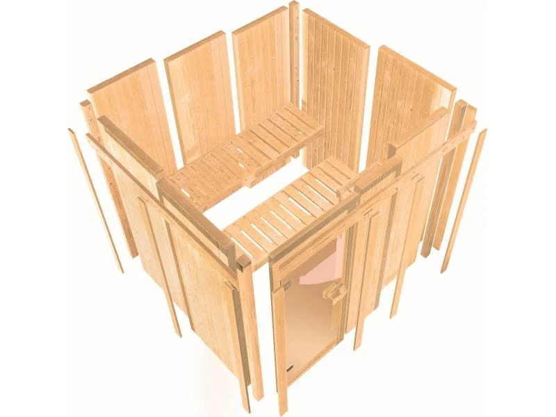 Karibu Sauna Bodin inkl. 9 kW Ofen integr. Steuerung, mit bronzierter Saunatür  -ohne Dachkranz- - Image 9