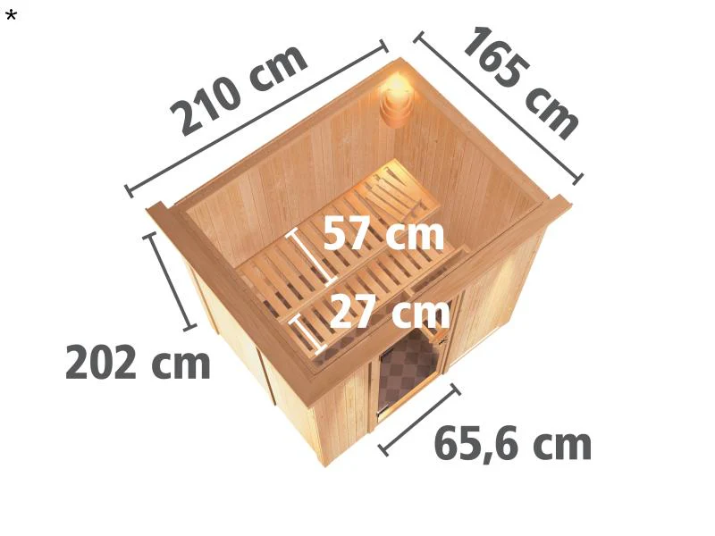 Karibu Sauna Bodin ohne Ofen, mit Dachkranz, mit moderner Saunatür - Image 3