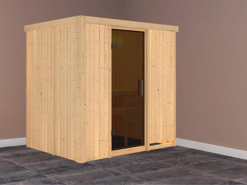 Karibu Sauna Bodin ohne Ofen, ohne Dachkranz, mit moderner Saunatür - Image 2