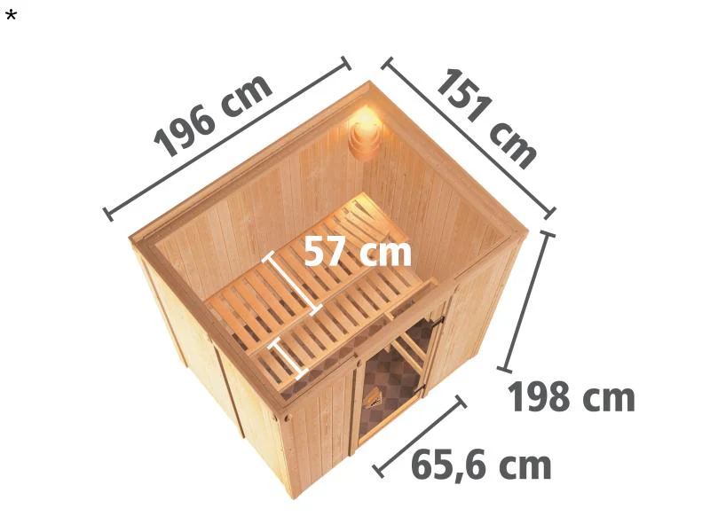 Karibu Sauna Bodin ohne Ofen, ohne Dachkranz, mit moderner Saunatür - Image 3