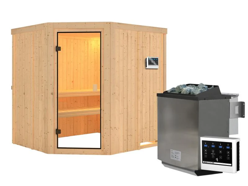 Karibu Sauna Bodo 68 mm inkl. 9 kW Bioofen ext. Steuerung - Image 2