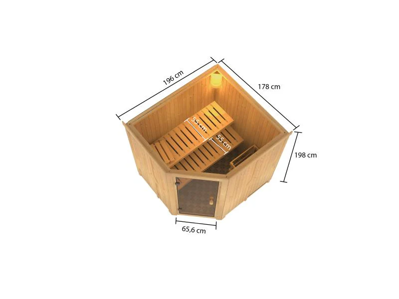 Karibu Sauna Bodo 68 mm inkl. 9 kW Bioofen ext. Steuerung - Image 3