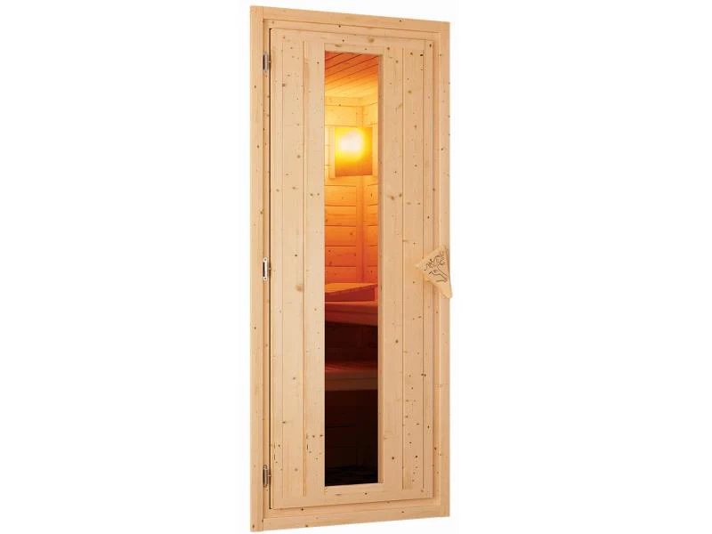 Karibu Sauna Carin inkl. 9 kW Bioofen ext. Steuerung, mit energiesparender Saunatür -ohne Dachkranz- - Image 5