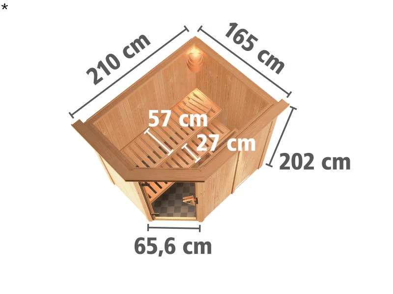 Karibu Sauna Carin ohne Ofen, mit Dachkranz, mit energiesparender Saunatür - Image 3