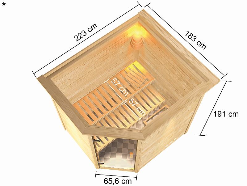 Karibu Sauna Elea mit Dachkranz 38 mm - Image 3