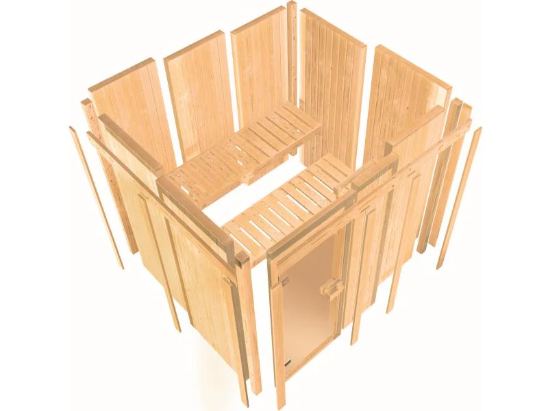 Karibu Sauna Faurin inkl. 9 kW Ofen ext. Steuerung mit klassischer Saunatür -ohne Dachkranz- - Image 10