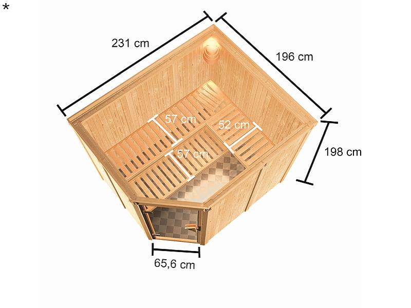 Karibu Sauna Horna 68 mm inkl. 9 kW Bioofen ext. Strg - Image 3