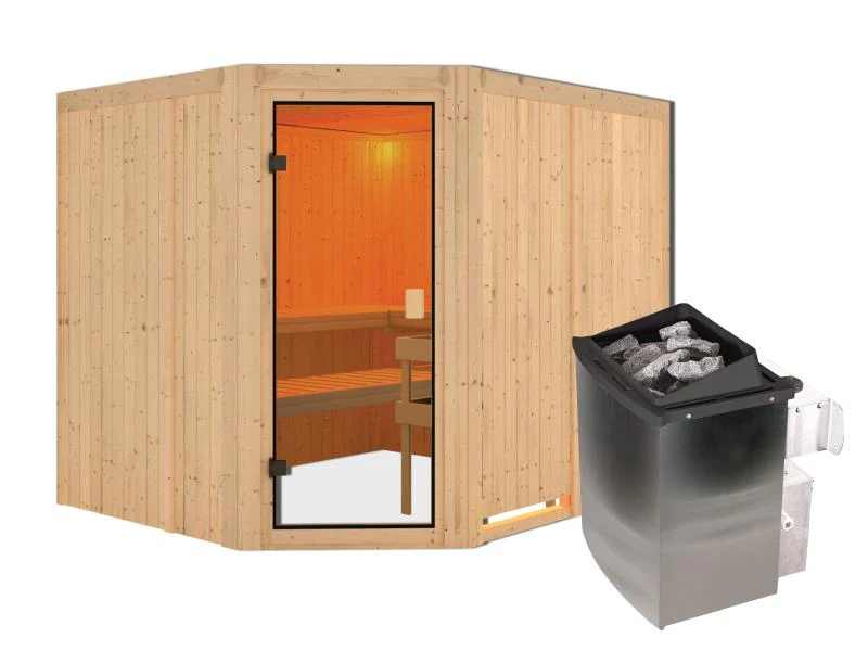 Karibu Sauna Horna 68 mm inkl. 9 kW Ofen integr. Strg - Image 2