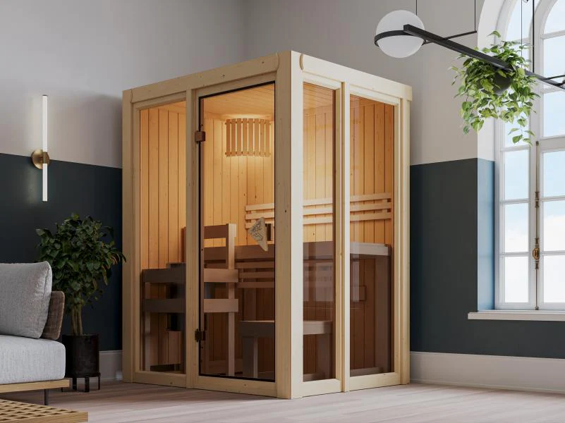 Karibu Sauna Irava 1 - inkl. 3,6 kW Ofen integr. Steuerung - Image 3