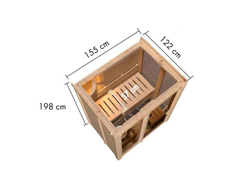 Karibu Sauna Irava 1 - inkl. 3,6 kW Ofen integr. Steuerung - Image 4