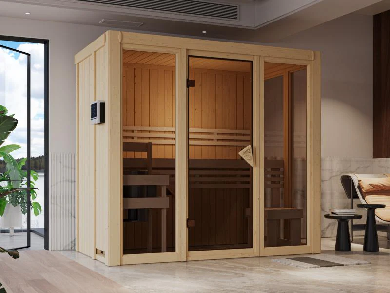Karibu Sauna Irava 2 inkl. 3,6 kW Bioofen ext. Steuerung - Image 3