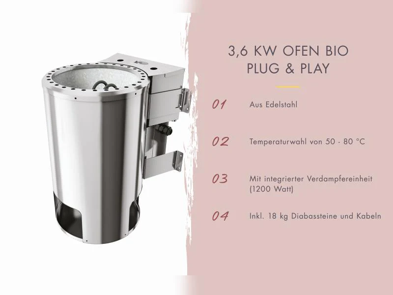 Karibu Sauna Irava 2 inkl. 3,6 kW Bioofen ext. Steuerung - Image 5