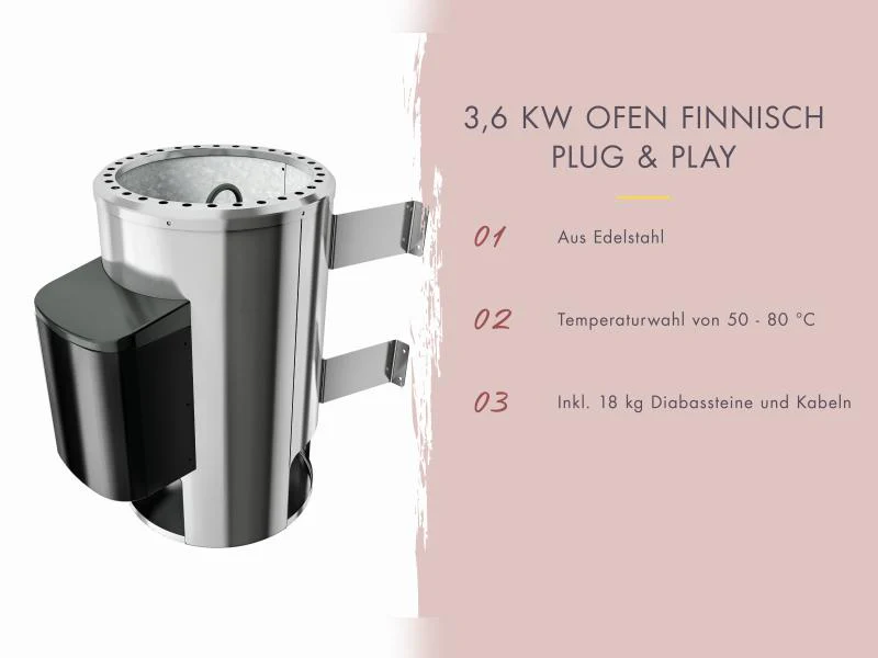 Karibu Sauna Irava 2 inkl. 3,6 kW Ofen ext. Steuerung - Image 5