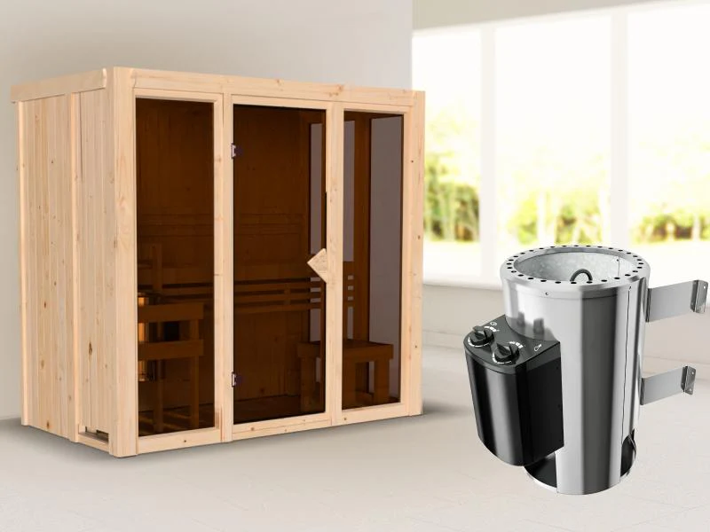Karibu Sauna Irava 2 inkl. 3,6 kW Ofen integr. Steuerung