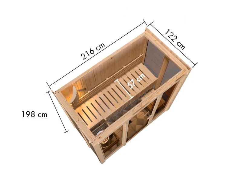 Karibu Sauna Irava 2 inkl. 3,6 kW Ofen integr. Steuerung - Image 4