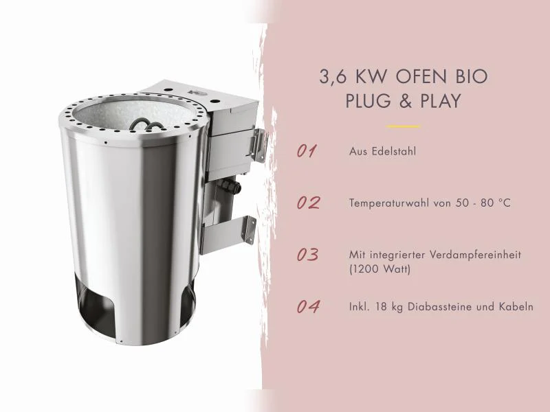 Karibu Sauna Irava 3 inkl. 3,6 kW Bioofen ext. Steuerung - Image 5