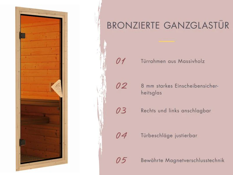 Karibu Sauna Irava 3 inkl. 3,6 kW Bioofen ext. Steuerung - Image 7