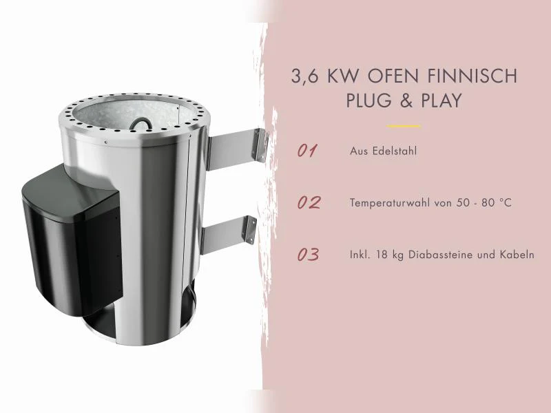 Karibu Sauna Irava 3 inkl. 3,6 kW Ofen ext. Steuerung - Image 4