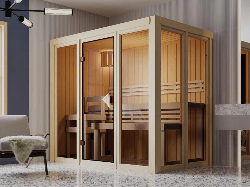 Karibu Sauna Irava 3 inkl. 3,6 kW Ofen integr. Steuerung - Image 3