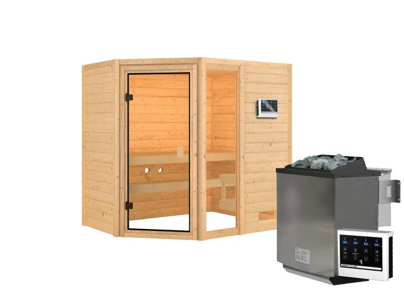 Karibu Sauna Jada mit 9 kW Bioofen ext. Strg 38 mm - Image 2
