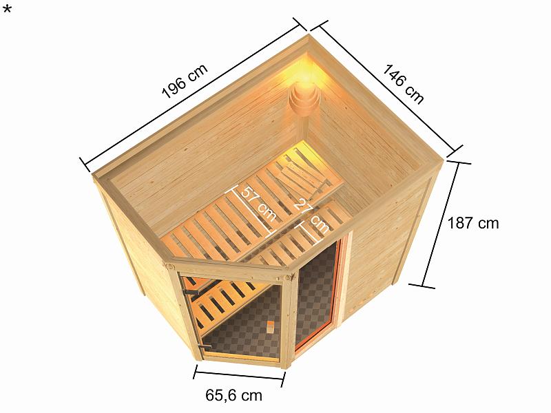 Karibu Sauna Jada mit 9 kW Ofen ext. Strg 38 mm - Image 3