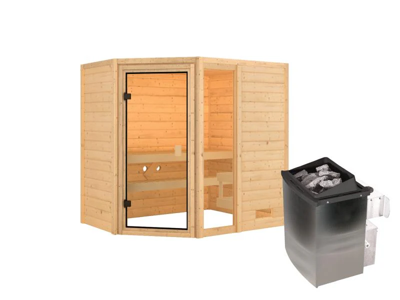 Karibu Sauna Jada mit 9 kW Ofen integr. Strg 38 mm - Image 2