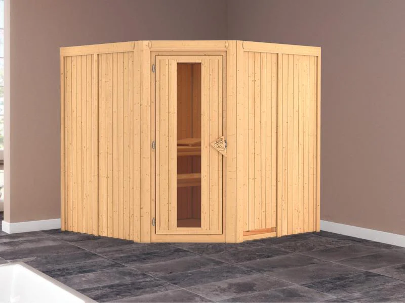 Karibu Sauna Jarin ohne Ofen, ohne Dachkranz, mit energiesparender Saunatür - Image 2