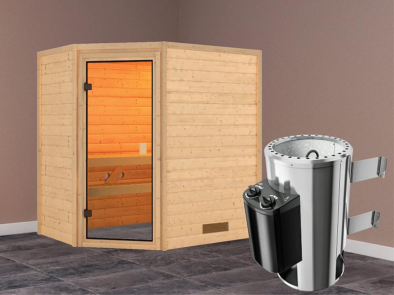 Karibu Sauna Jella mit 3,6 kW Ofen integr. Strg 38 mm - Image 2