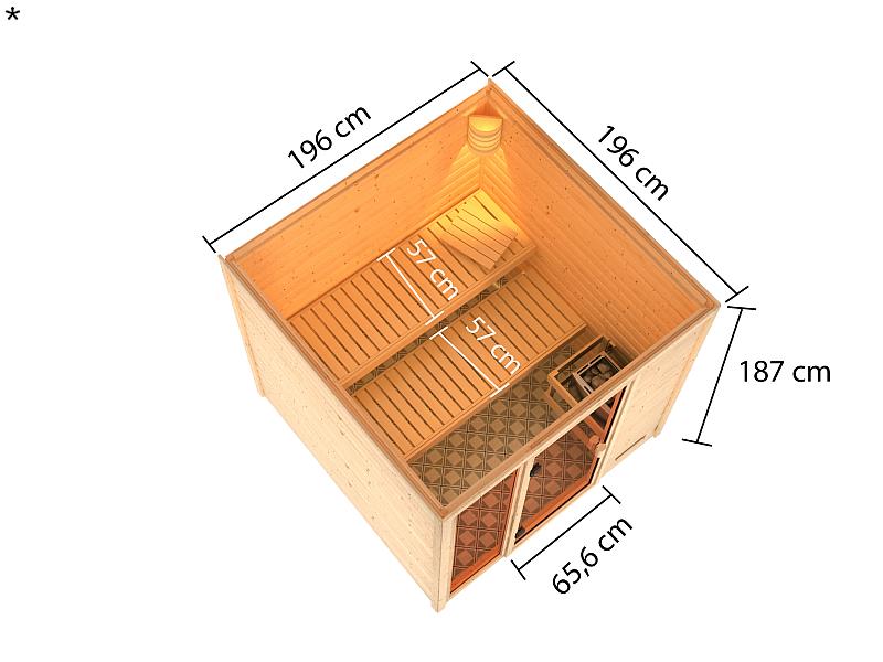 Karibu Sauna Jutta mit 9 kW Bioofen ext. Strg 38 mm - Image 3