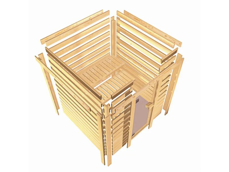 Karibu Sauna Jutta mit 9 kW Bioofen ext. Strg und Dachkranz 38 mm - Image 9