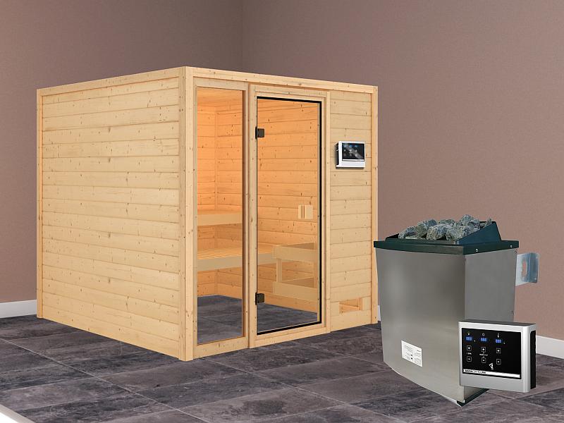 Karibu Sauna Jutta mit 9 kW Ofen ext. Strg 38 mm - Image 2