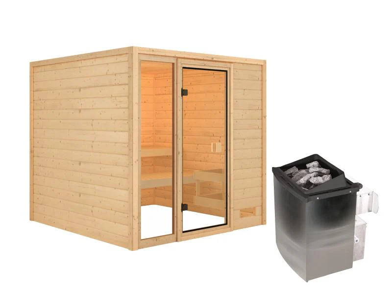 Karibu Sauna Jutta mit 9 kW Ofen integr. Strg 38 mm - Image 2