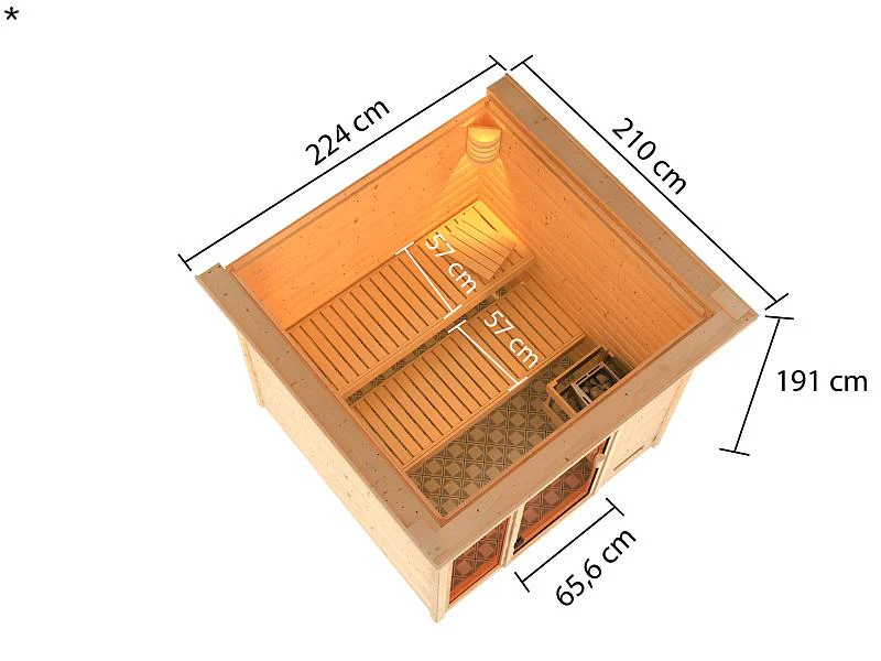 Karibu Sauna Jutta mit Dachkranz 38 mm - Image 3