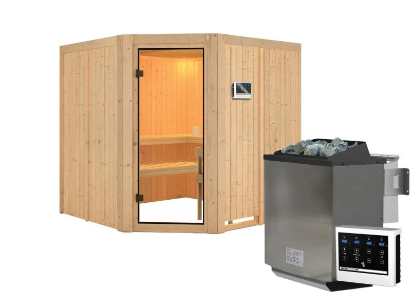 Karibu Sauna Kotka 68 mm inkl. 9 kW Bioofen externe Steuerung - Image 2