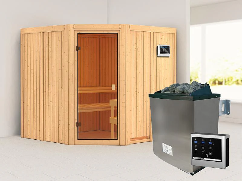 Karibu Sauna Kotka 68 mm inkl. 9 kW Ofen externe Steuerung