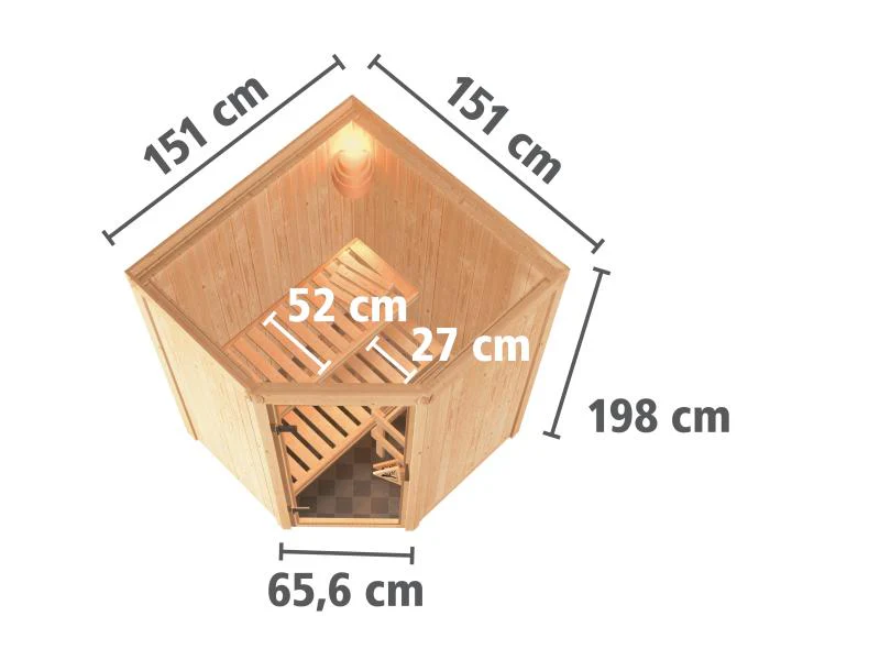 Karibu Sauna Larin inkl. 9 kW Ofen externe Steuerung, mit bronzierter Ganzglastür - ohne Dachkranz - - Image 3