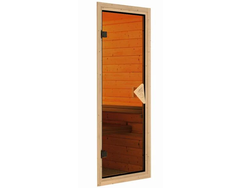 Karibu Sauna Larin inkl. 9 kW Ofen externe Steuerung, mit bronzierter Ganzglastür - ohne Dachkranz - - Image 7