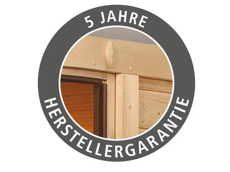 Karibu Sauna Larin inkl. 9kW Bioofen externe Steuerung, mit Klarglas-Ganzglastür -ohne Dachkranz- - Image 11