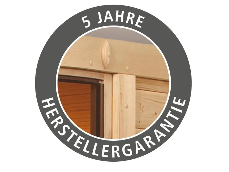 Karibu Sauna Larin inkl. 9kW Ofen externe Steuerung, mit Klarglas-Ganzglastür -mit Dachkranz- - Image 12