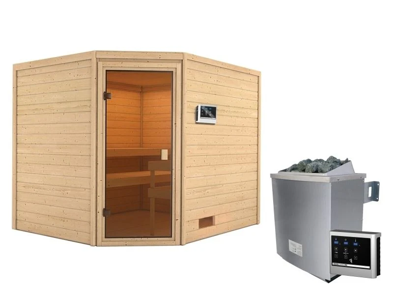 Karibu Sauna Lotta mit 9 kW Ofen ext. Strg 38 mm - Image 4